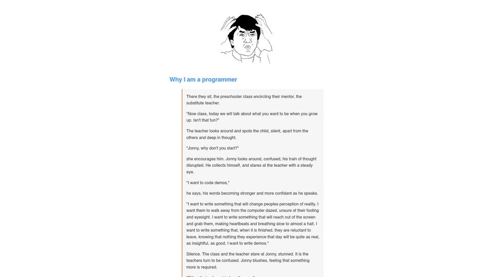 Screenshot of alfie.wtf: Why I Am a Programmer