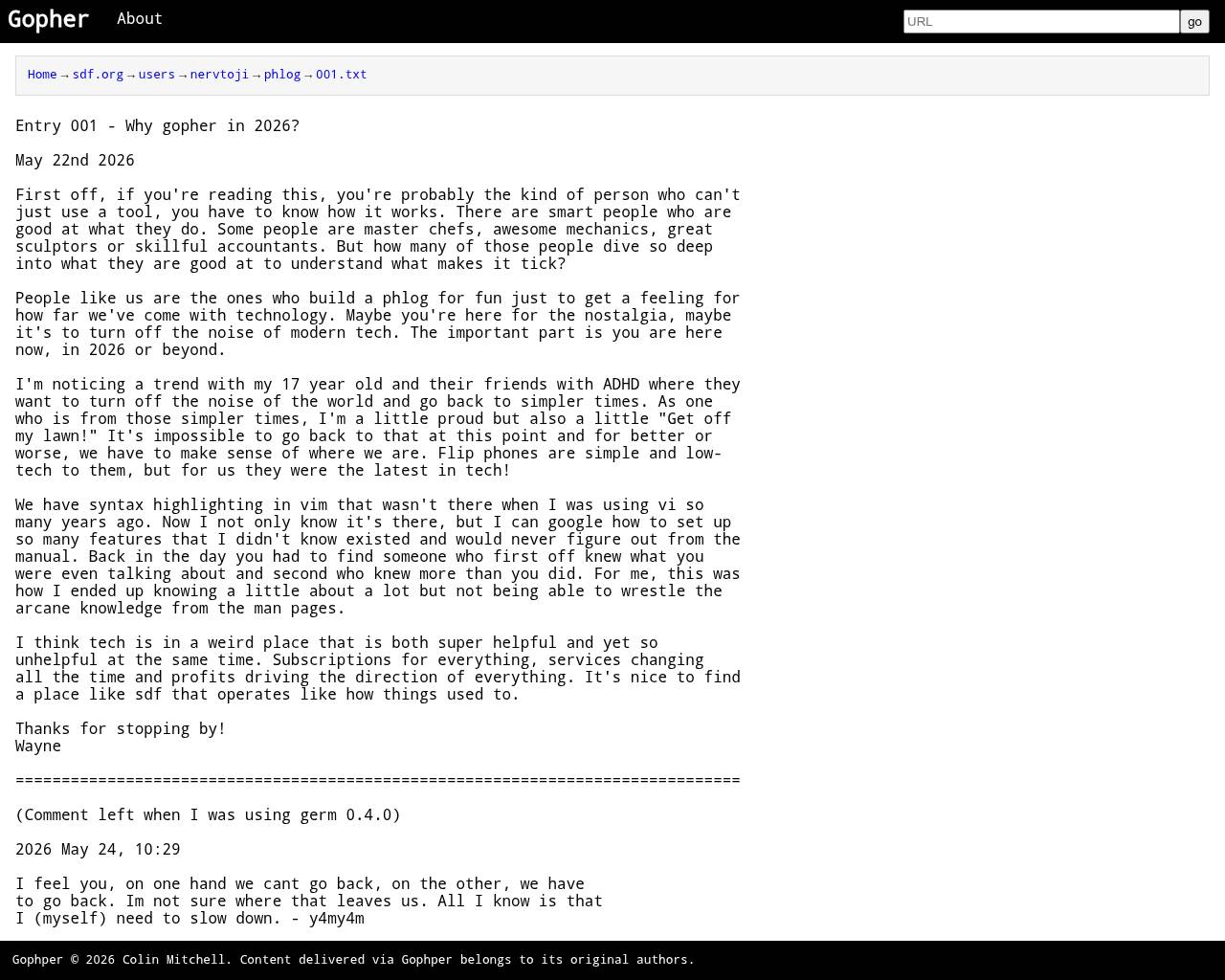 Full-page screenshot of gopher.muffinlabs.com