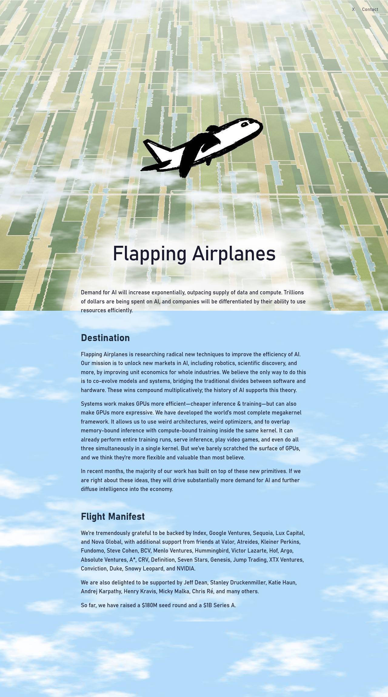 Full-page screenshot of flappingairplanes.com