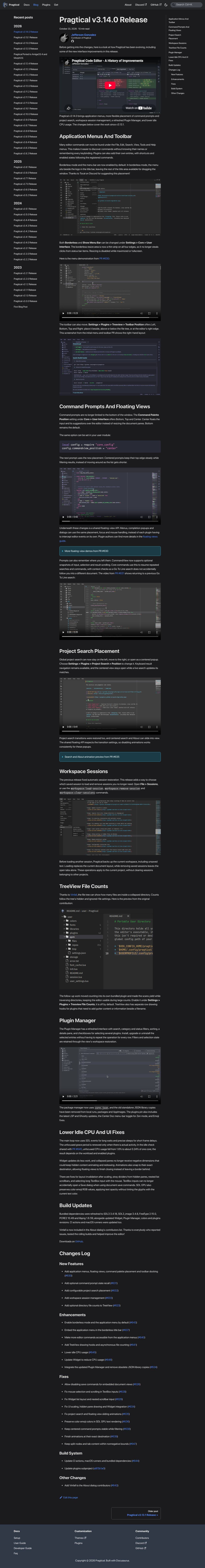 Full-page screenshot of pragtical.dev