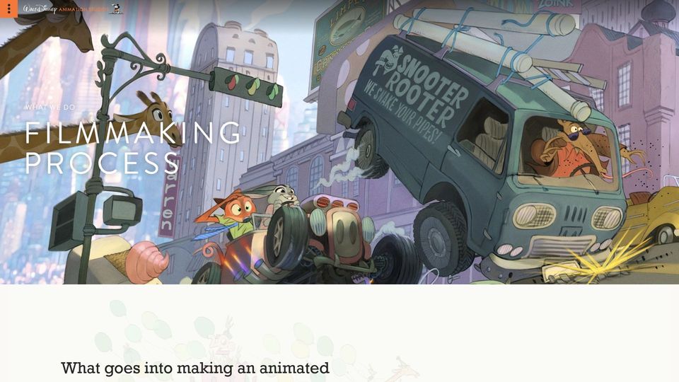 Screenshot of disneyanimation.com: What goes into making an animated film?