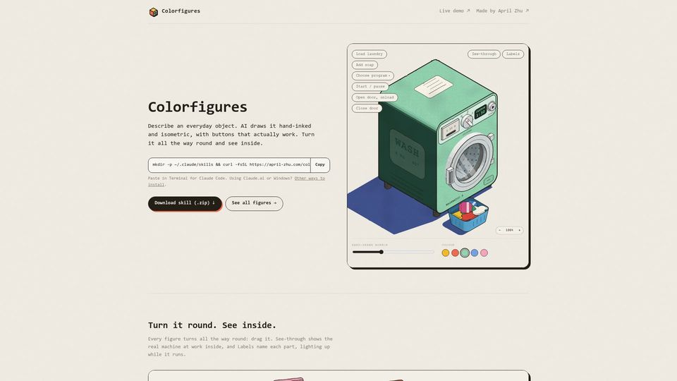 Screenshot of april-zhu.com: Colorfigures
