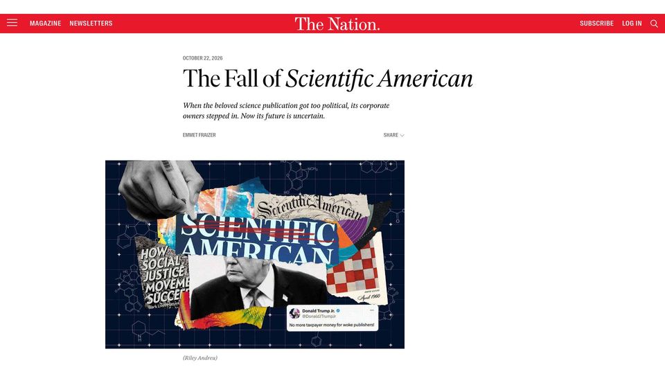 Screenshot of thenation.com: The Fall of Scientific American