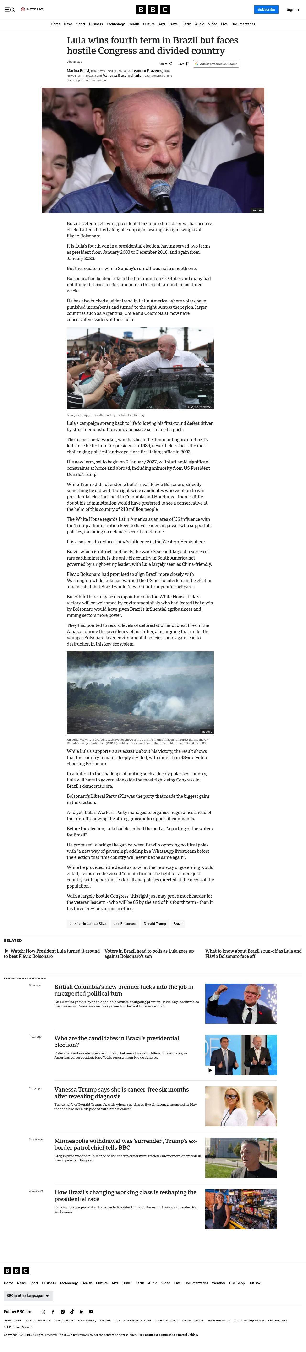 Full-page screenshot of bbc.com