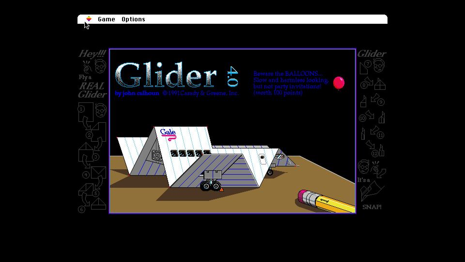 Screenshot of dbohdan.github.io: Show HN: Glider 4.0 Unofficial Web Edition (Mac game port)