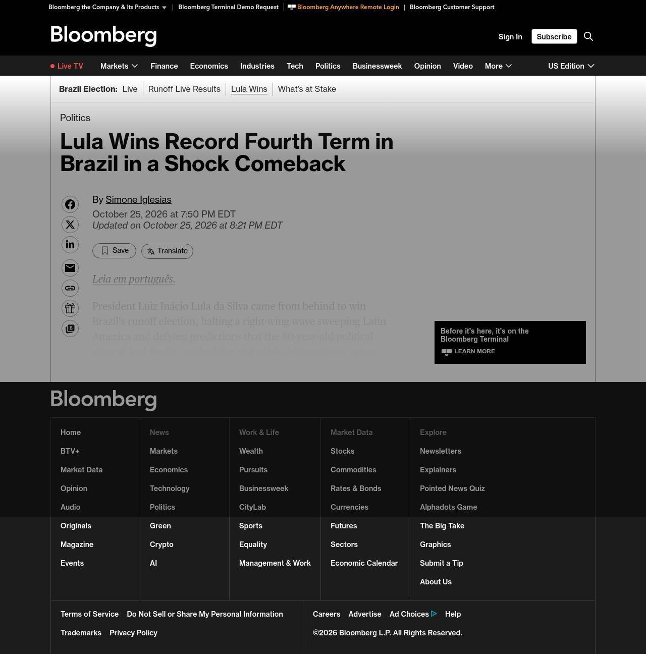 Full-page screenshot of bloomberg.com