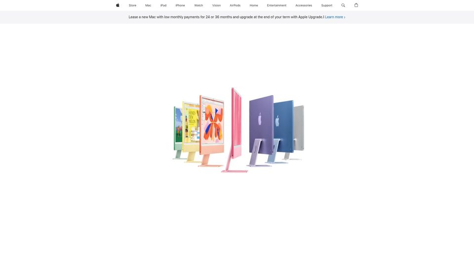 Screenshot of apple.com: New iMac with M6
