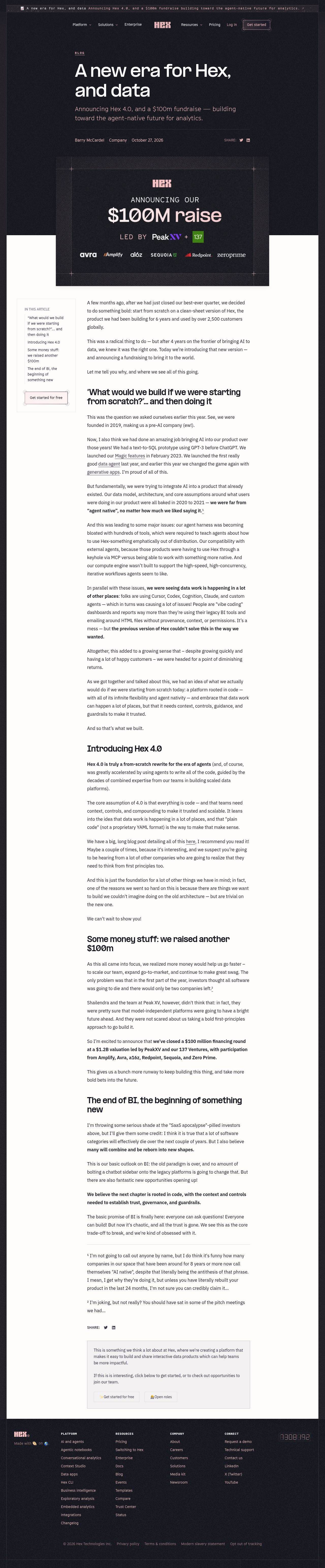 Full-page screenshot of hex.tech