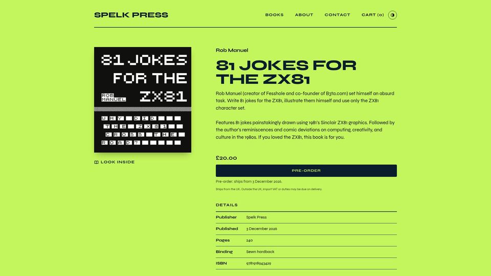 Screenshot of spelk.press: Jokes for the ZX81