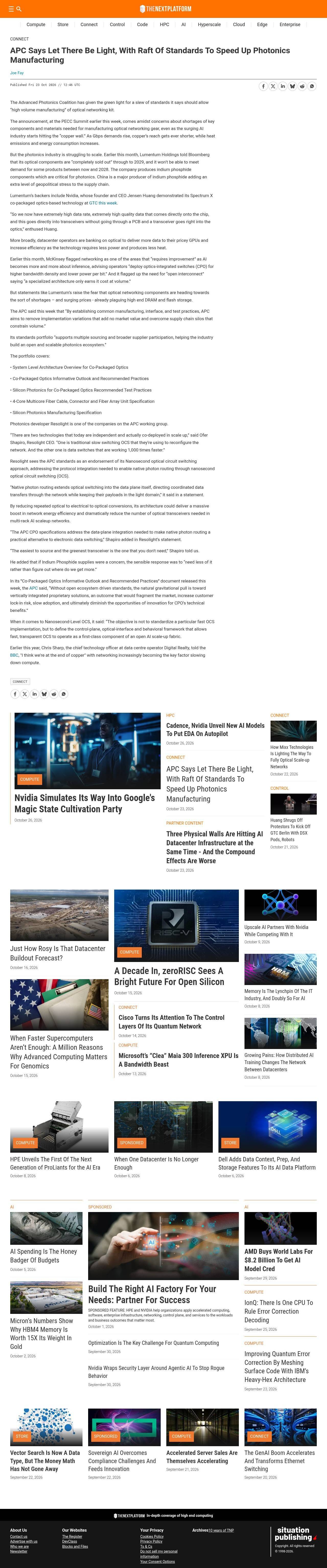 Full-page screenshot of nextplatform.com