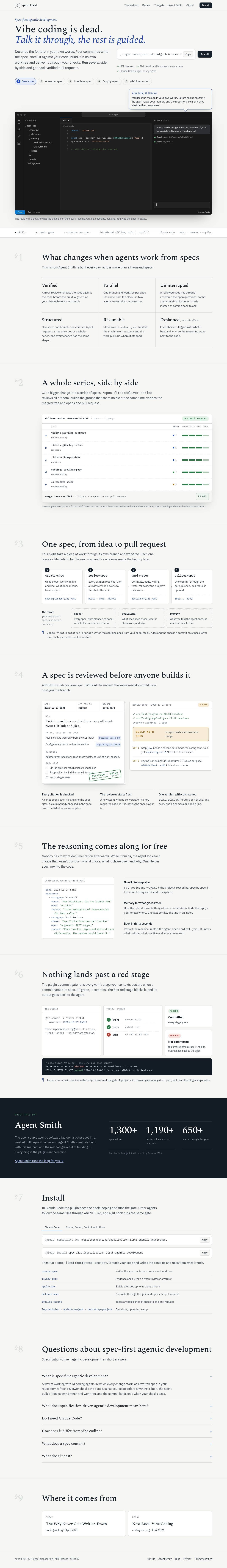 Full-page screenshot of spec-first.dev
