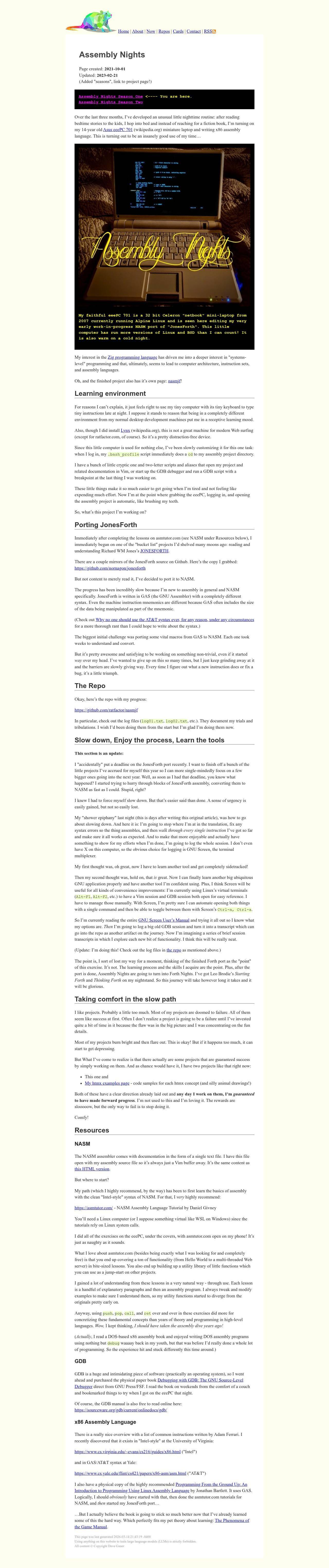 Full-page screenshot of ratfactor.com