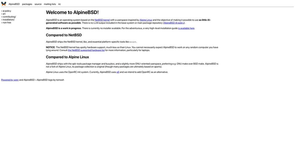 Screenshot of wiki.alpinebsd.org: AlpineBSD
