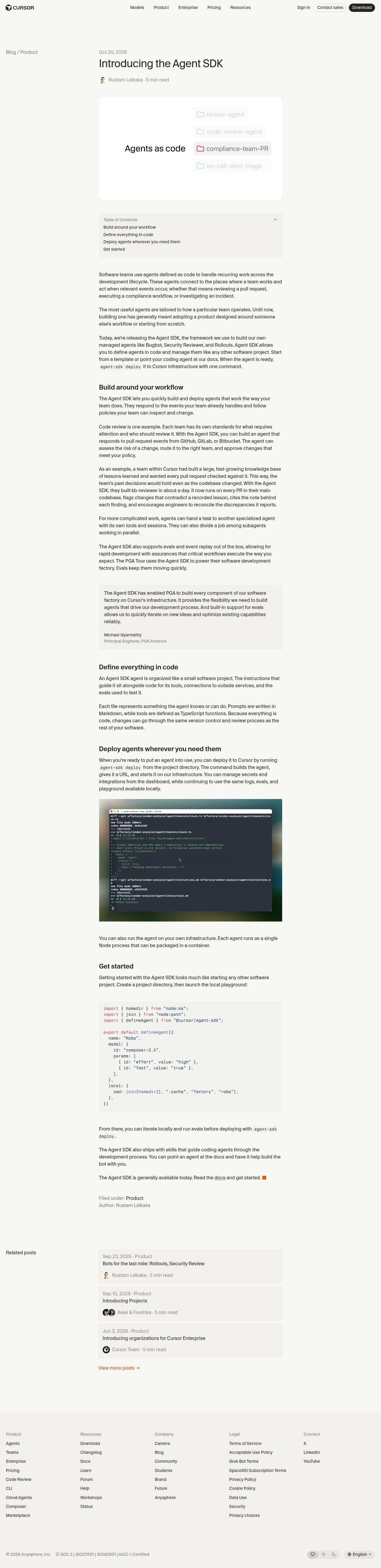 Full-page screenshot of cursor.com