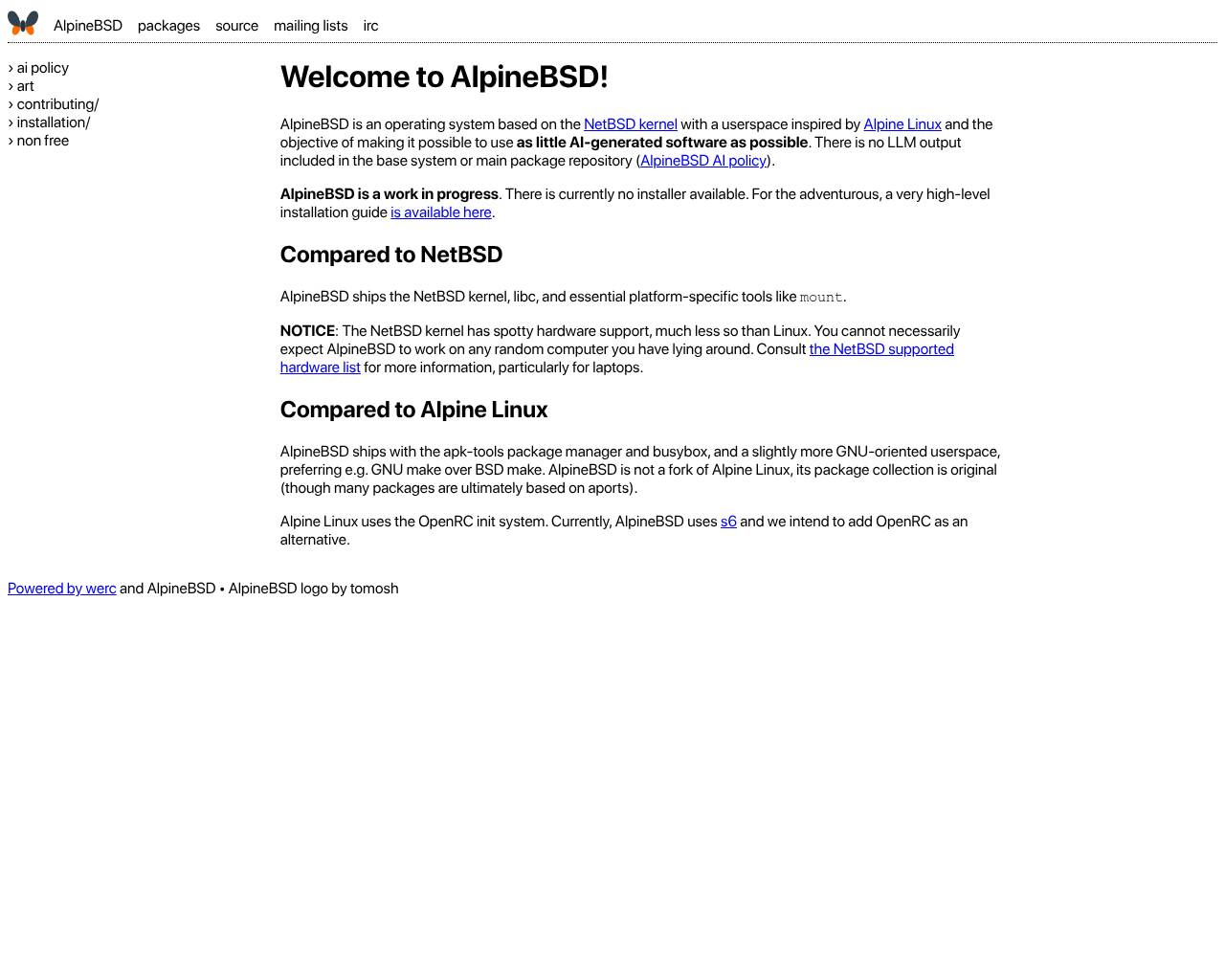 Full-page screenshot of wiki.alpinebsd.org