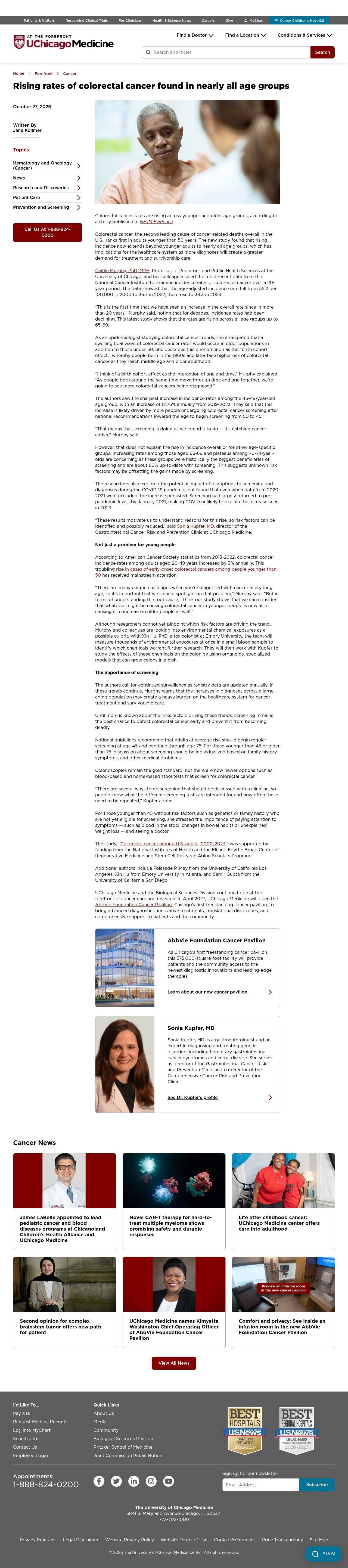 Full-page screenshot of uchicagomedicine.org
