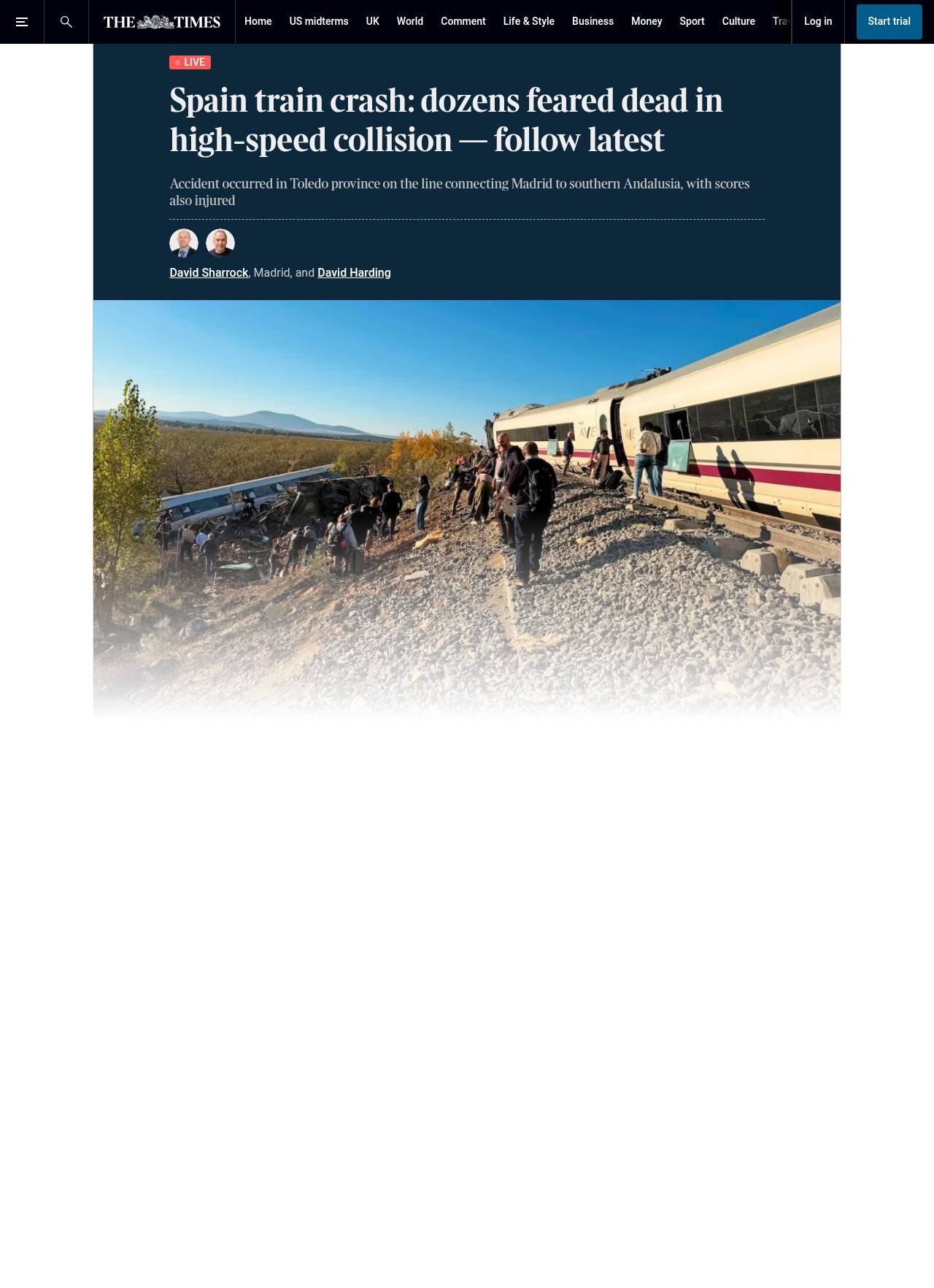 Full-page screenshot of thetimes.com