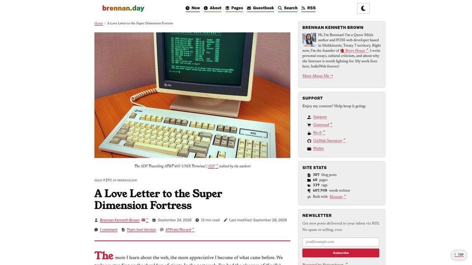 Screenshot of brennan.day: A Love Letter to the Super Dimension Fortress