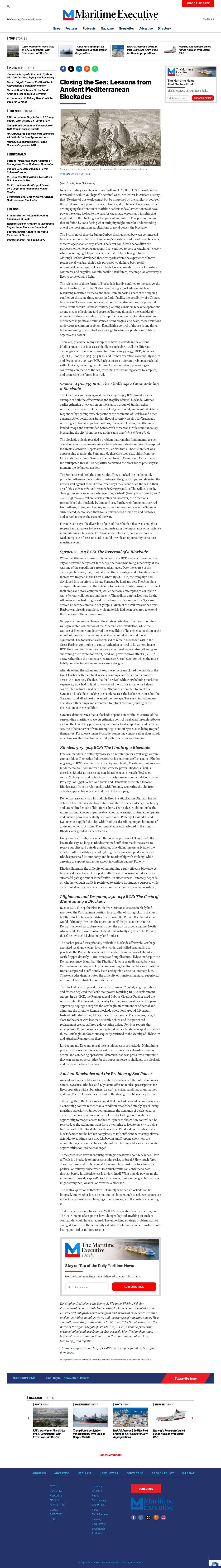 Full-page screenshot of maritime-executive.com