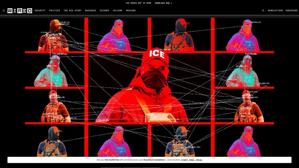 Screenshot of wired.com: Leak Exposes 41,000 Homeland Security Workers–Including Undercover ICE Agents