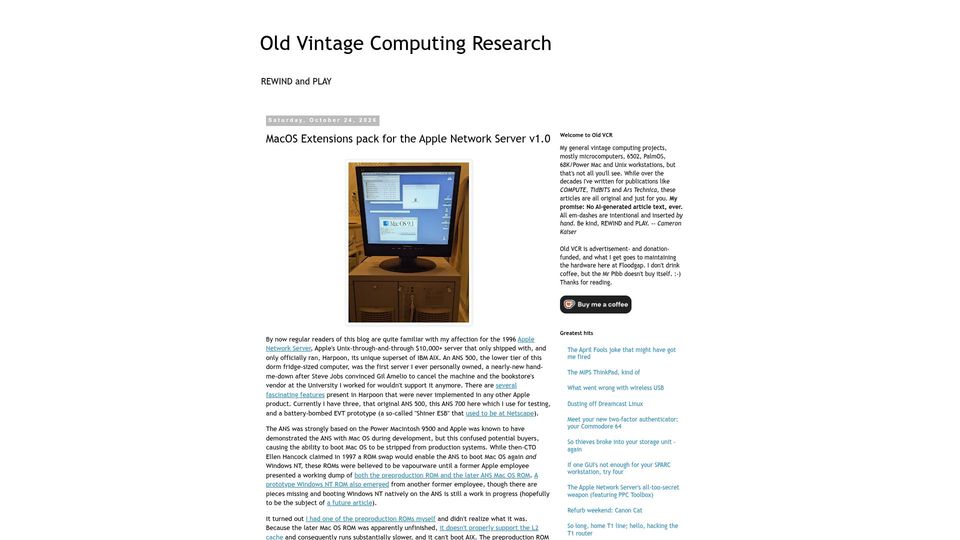 Screenshot of oldvcr.blogspot.com: MacOS Extensions Pack for the Apple Network Server v1.0