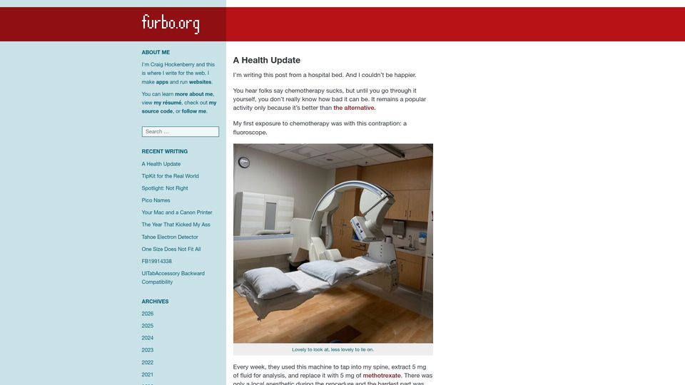 Screenshot of furbo.org: A Health Update