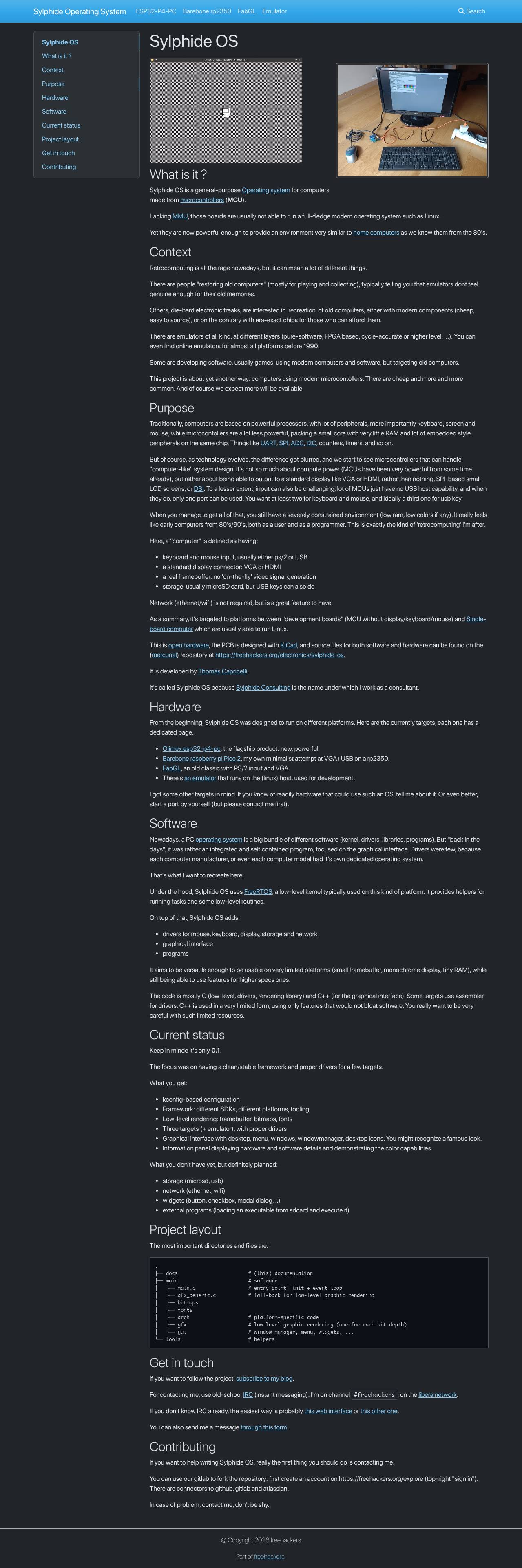 Full-page screenshot of projects.freehackers.org