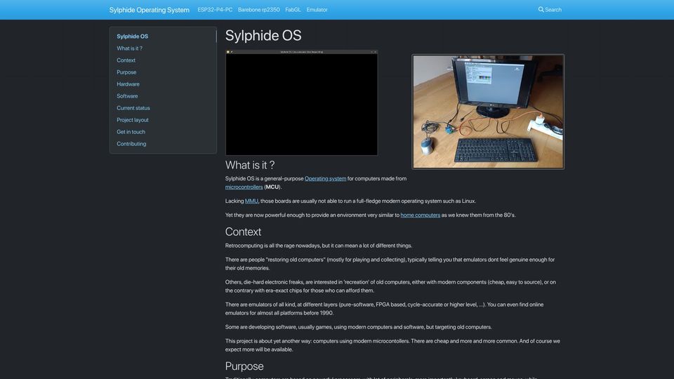 Screenshot of projects.freehackers.org: Sylphide OS: a general-purpose OS for microcontroller-based computers