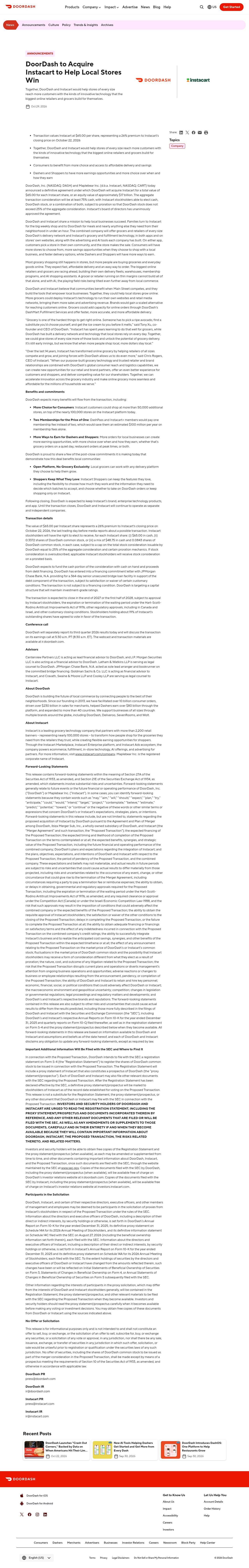 Full-page screenshot of about.doordash.com
