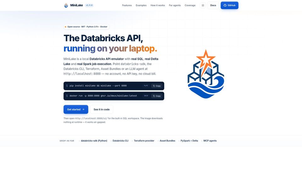 Screenshot of dmux.github.io: MiniLake Is a Local Databricks API Emulator with SQL, Delta Lake and Spark