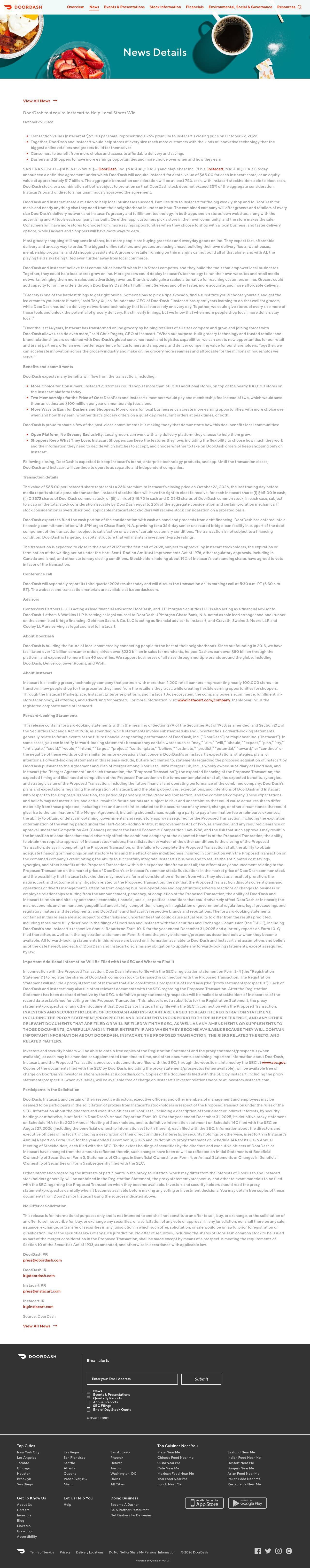 Full-page screenshot of about.doordash.com