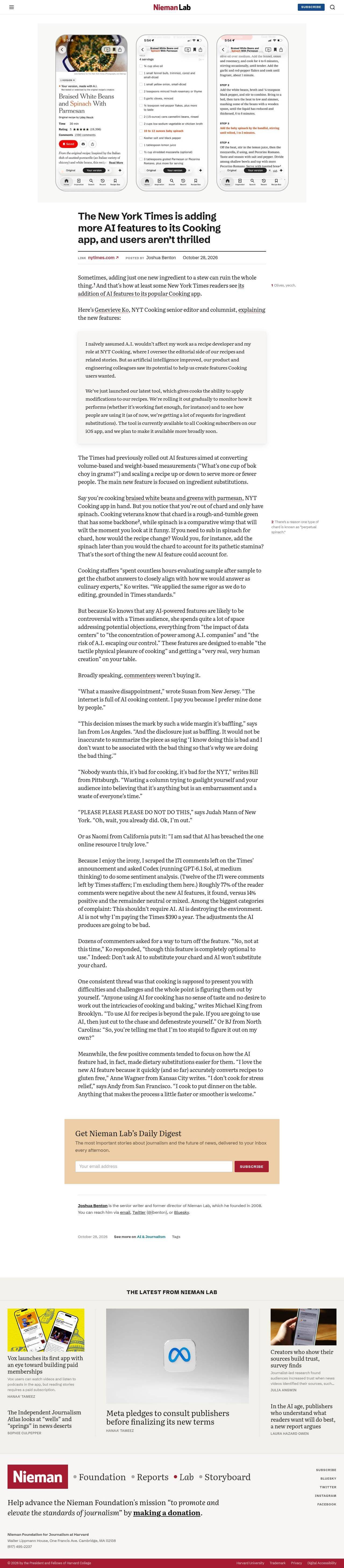 Full-page screenshot of niemanlab.org