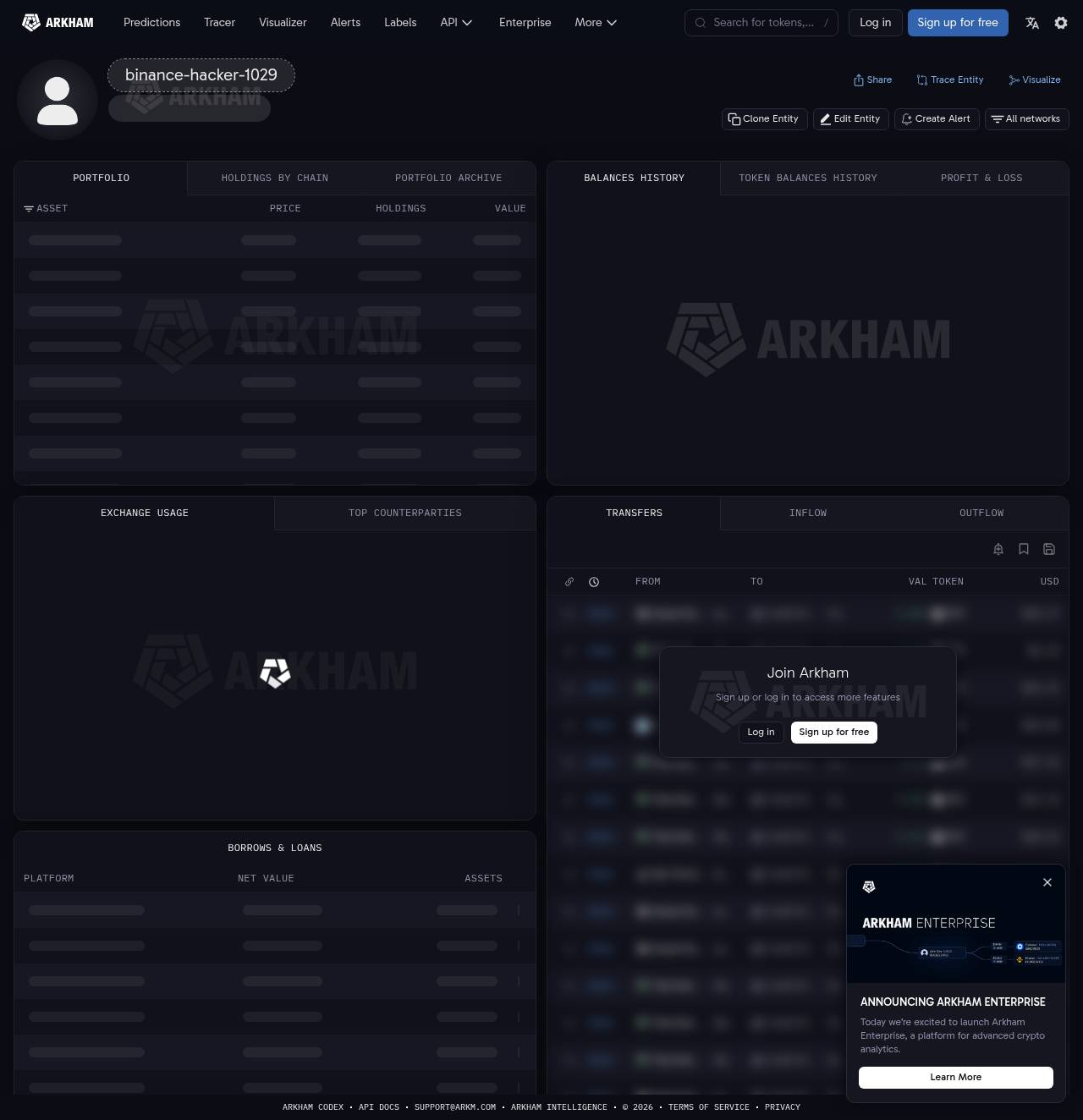 Full-page screenshot of arkm.com