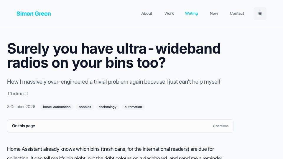 Screenshot of sjg.io: Surely you have ultra-wideband radios on your bins too?