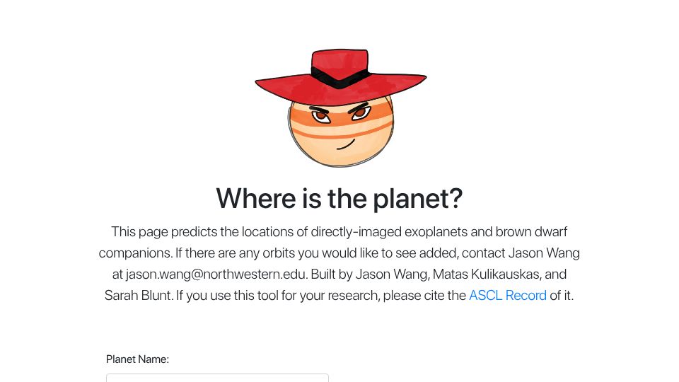 Screenshot of whereistheplanet.com: Where Is the Planet