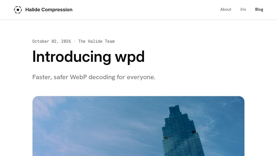 Screenshot of halide.cx: Memory-Safe WebP Decoding