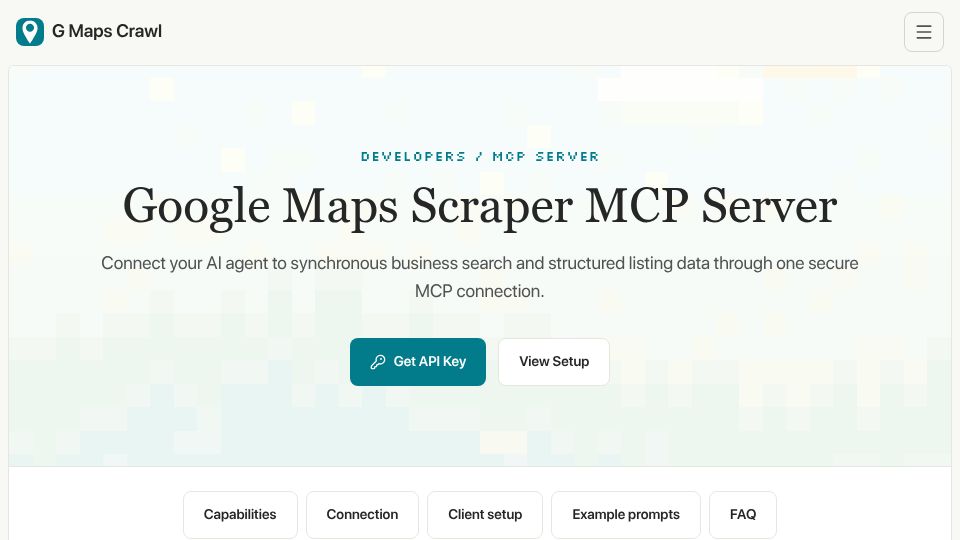 Screenshot of gmapscrawl.com: Show HN: Google Maps Scraper MCP