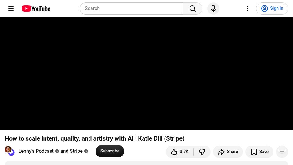 Screenshot of youtube.com: How to scale intent, quality, and artistry with AI [video]