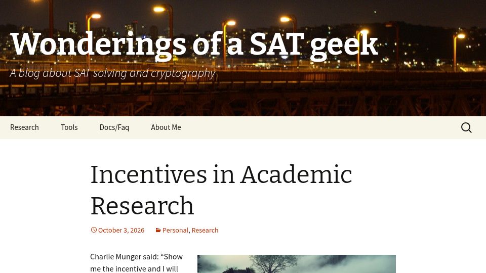 Screenshot of msoos.org: Incentives in Academic Research