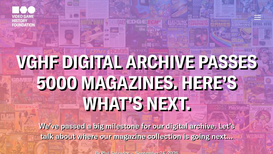 Screenshot of gamehistory.org: VGHF Digital Archive passes 5000 magazines. Here's what's next