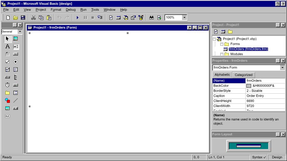 Screenshot of wieslawsoltes.github.io: A browser-native classic Visual Basic VB6 IDE