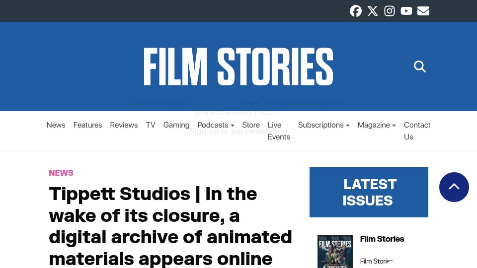 Screenshot of filmstories.co.uk: In the wake of Tippett Studios’ closure, a digital archive appears online