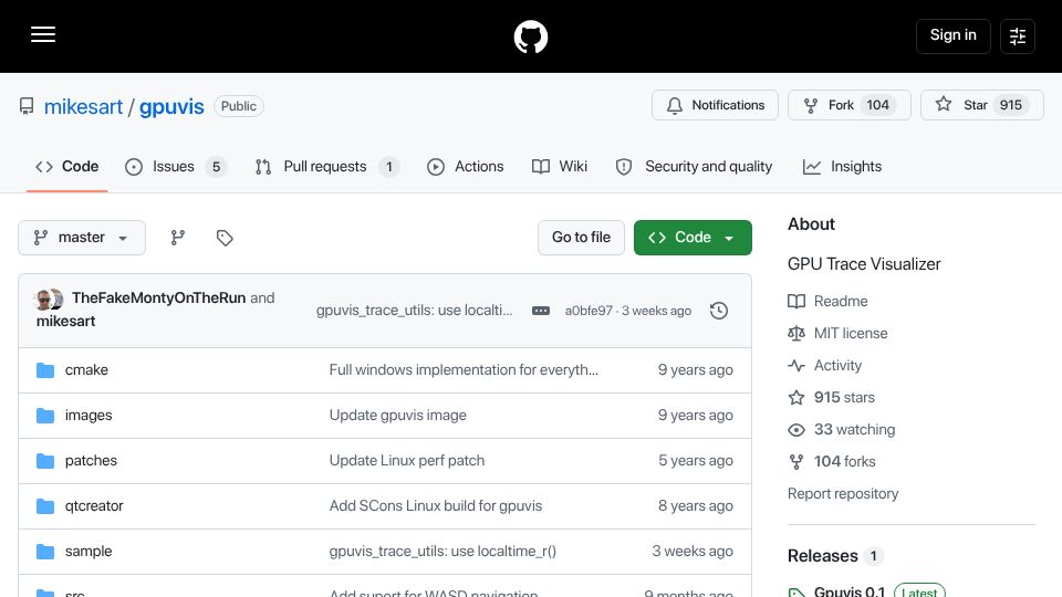 Screenshot of github.com: gpuvis: GPU Trace Visualizer