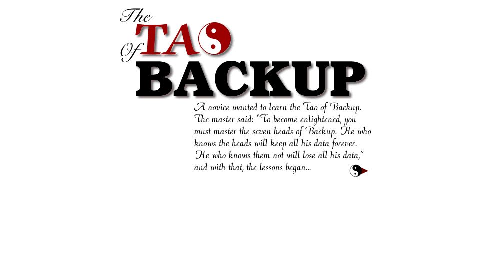 Screenshot of taobackup.com: The Tao of Backup