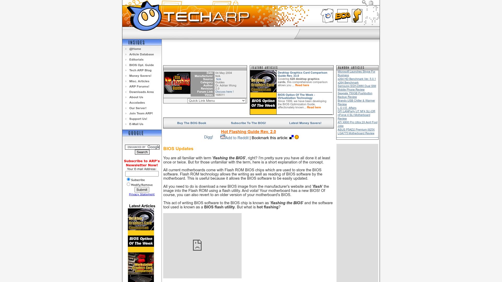 Screenshot of archive.techarp.com: Hot Flashing Guide Rev. 2.0 (2004)