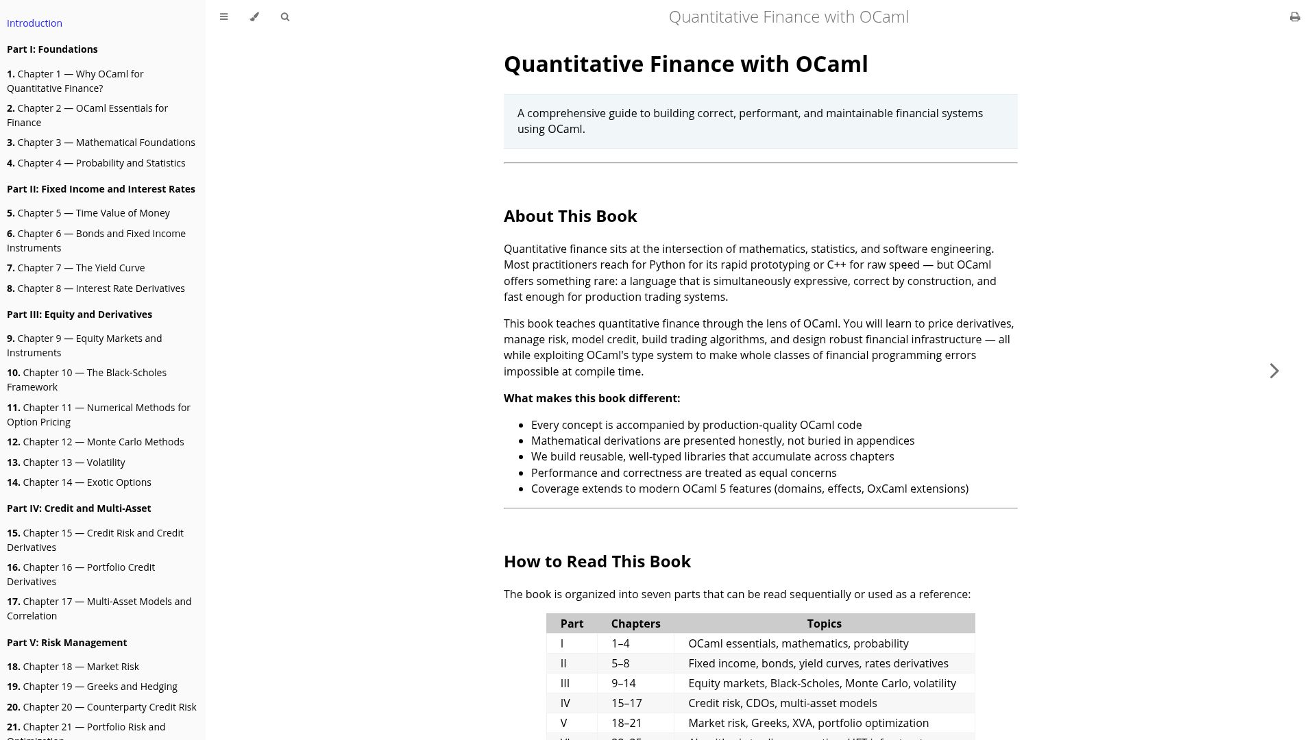 Screenshot of qcaml.com: Quantitative Finance with OCaml