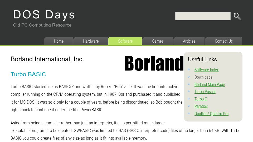 Screenshot of dosdays.co.uk: Borland Turbo Basic
