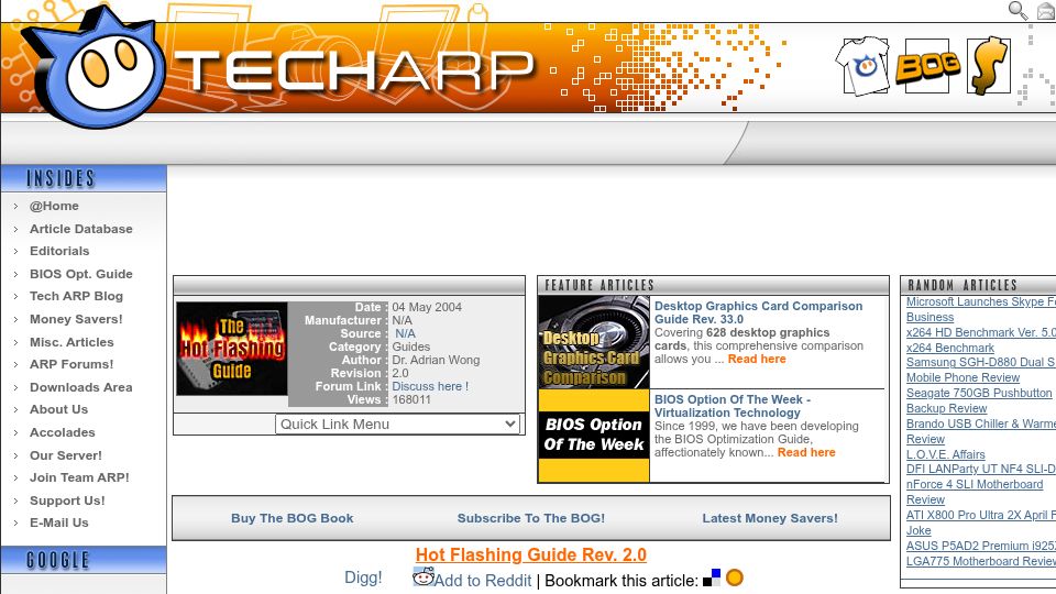 Screenshot of archive.techarp.com: Hot Flashing Guide Rev. 2.0 (2004)