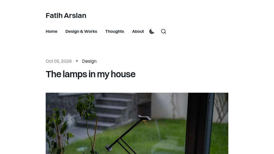 Screenshot of arslan.io: The lamps in my house