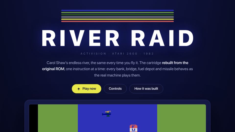 Screenshot of plicerin.github.io: A tribute to one of the best games on the Atari 2600